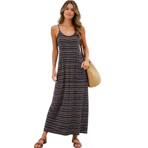 3/$20 Merona Navy Multicolor Striped Sleeveless Maxi Dress Size L Open To Offers